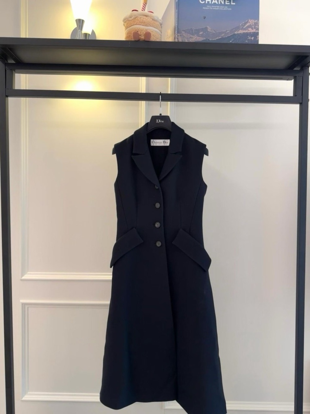 🚩steal Dior Sleeveless Black Tailored Midi Dress